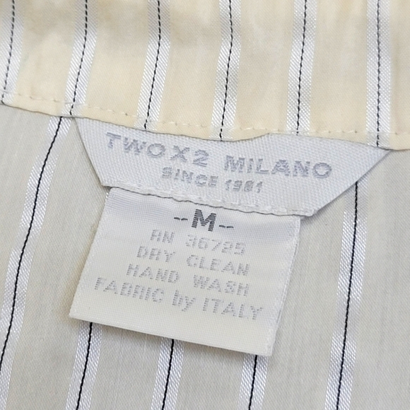 ITALIAN FABRIC Adorable Stripe Peplum Blouse with Pearl Buttons Size M - Picture 7 of 11